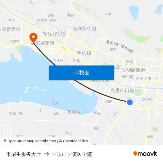 市招生服务大厅 to 平顶山学院医学院 map