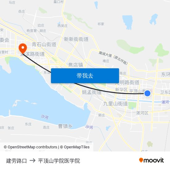 建劳路口 to 平顶山学院医学院 map