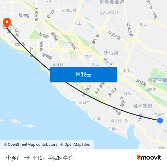李乡宦 to 平顶山学院医学院 map