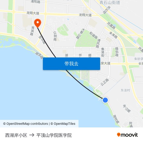 西湖岸小区 to 平顶山学院医学院 map