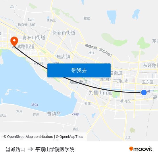 湛诚路口 to 平顶山学院医学院 map