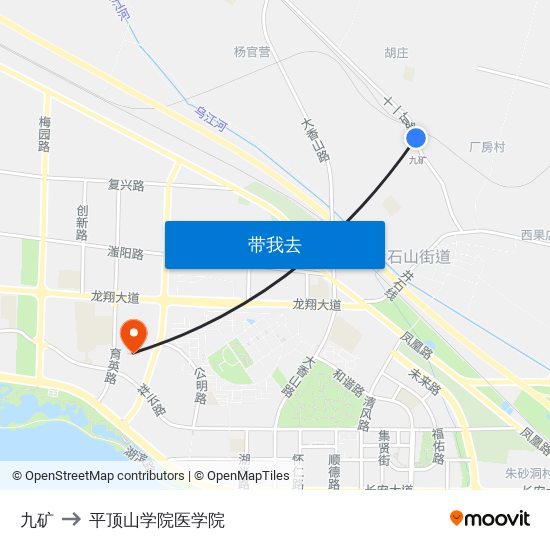 九矿 to 平顶山学院医学院 map