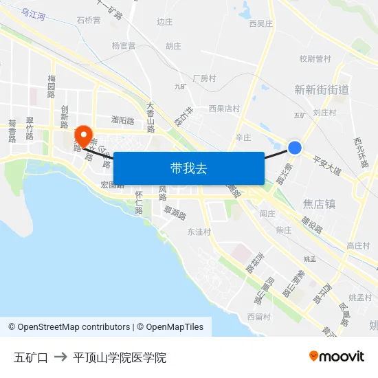 五矿口 to 平顶山学院医学院 map