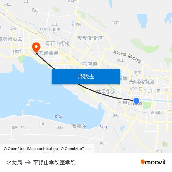水文局 to 平顶山学院医学院 map