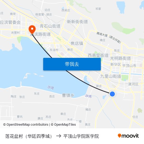 莲花盆村（华廷四季城） to 平顶山学院医学院 map