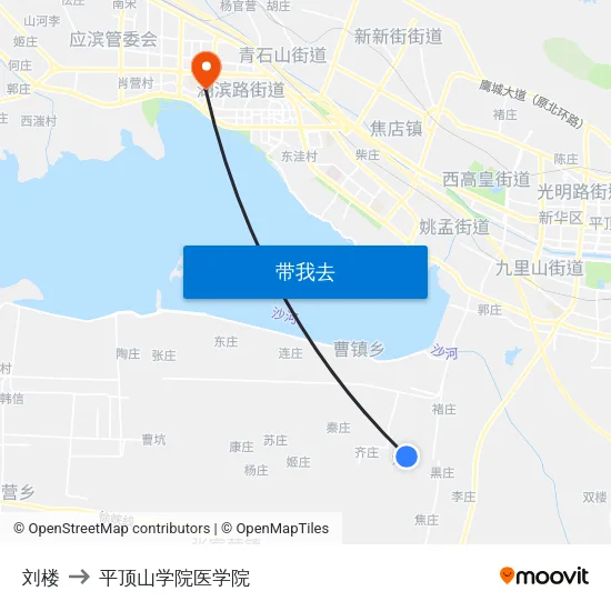 刘楼 to 平顶山学院医学院 map