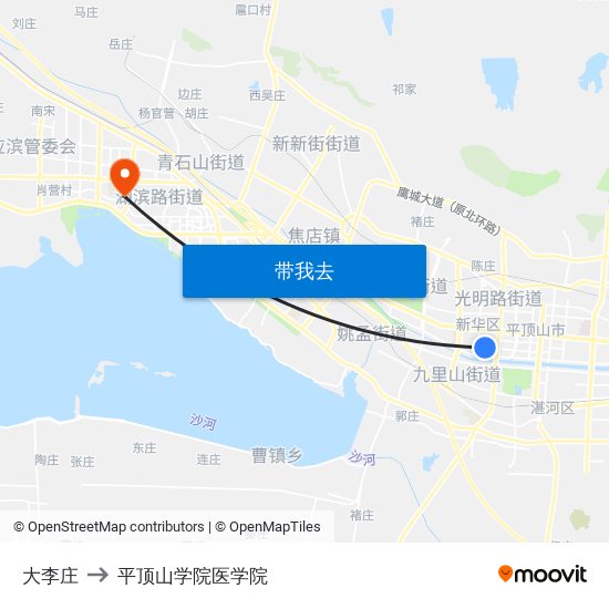 大李庄 to 平顶山学院医学院 map