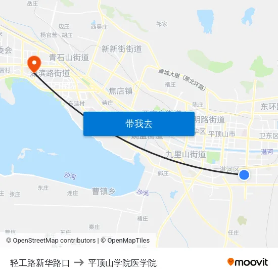 轻工路新华路口 to 平顶山学院医学院 map