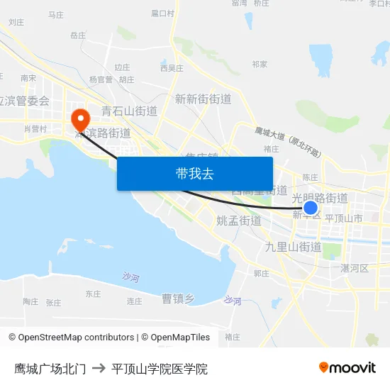 鹰城广场北门 to 平顶山学院医学院 map