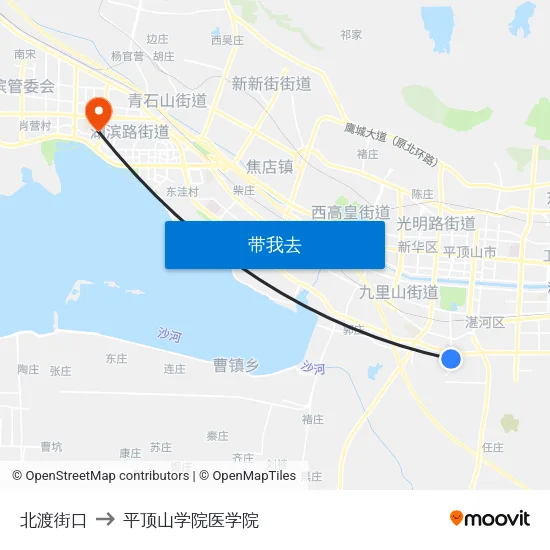 北渡街口 to 平顶山学院医学院 map
