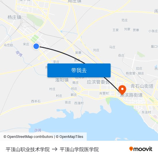 平顶山职业技术学院 to 平顶山学院医学院 map