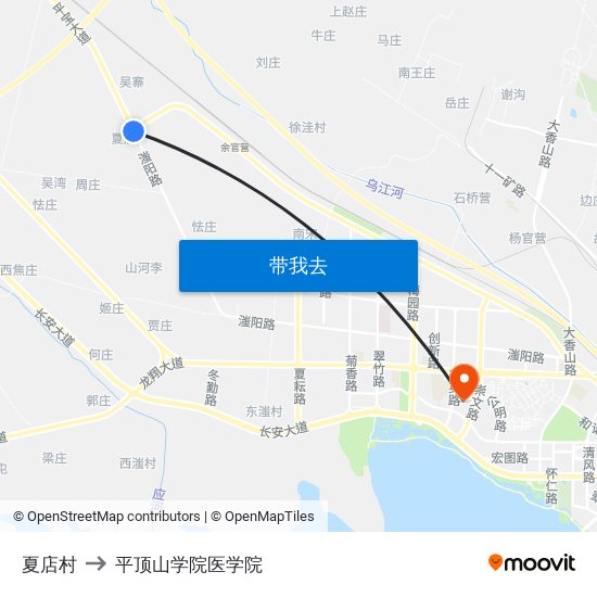 夏店村 to 平顶山学院医学院 map