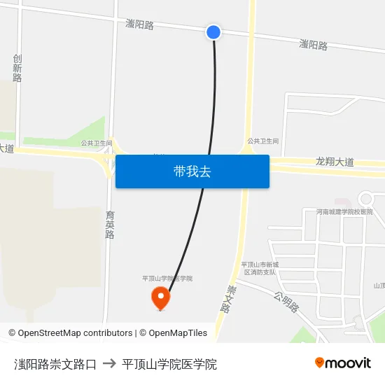 滍阳路崇文路口 to 平顶山学院医学院 map
