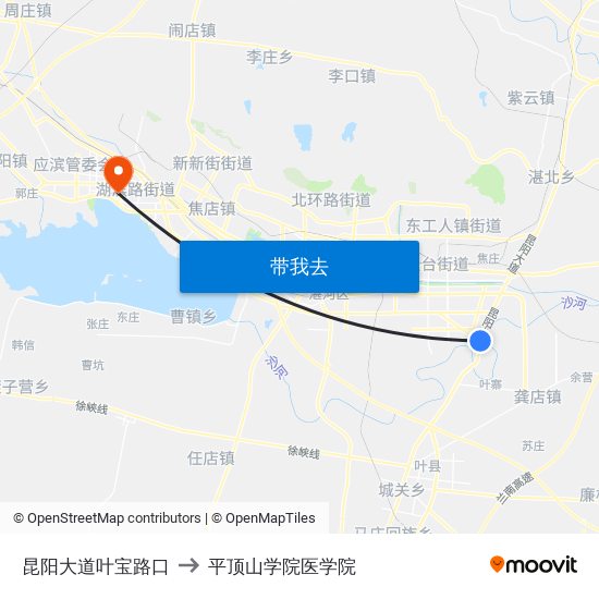 昆阳大道叶宝路口 to 平顶山学院医学院 map