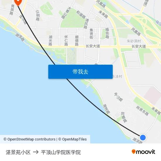 湛景苑小区 to 平顶山学院医学院 map