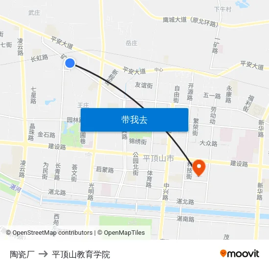 陶瓷厂 to 平顶山教育学院 map
