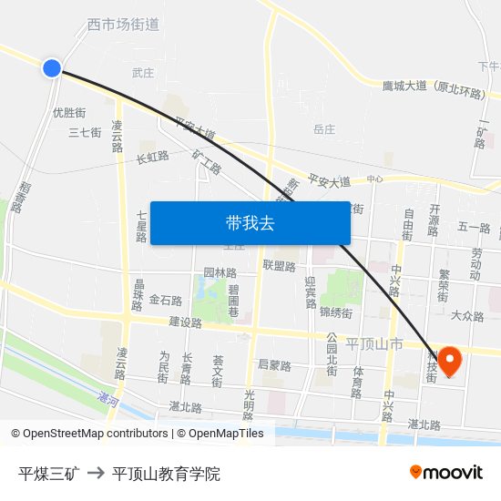 平煤三矿 to 平顶山教育学院 map