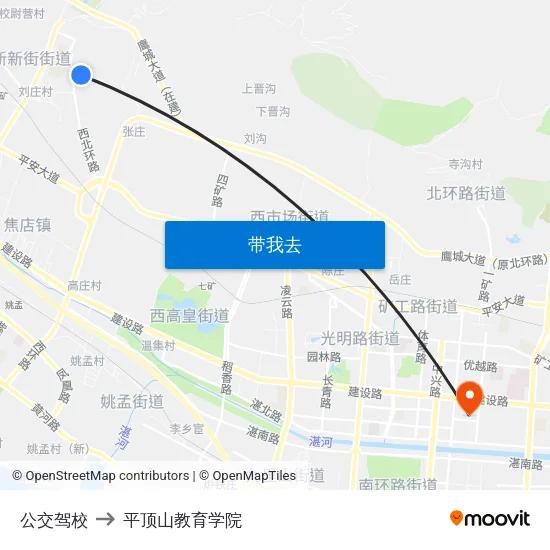 公交驾校 to 平顶山教育学院 map