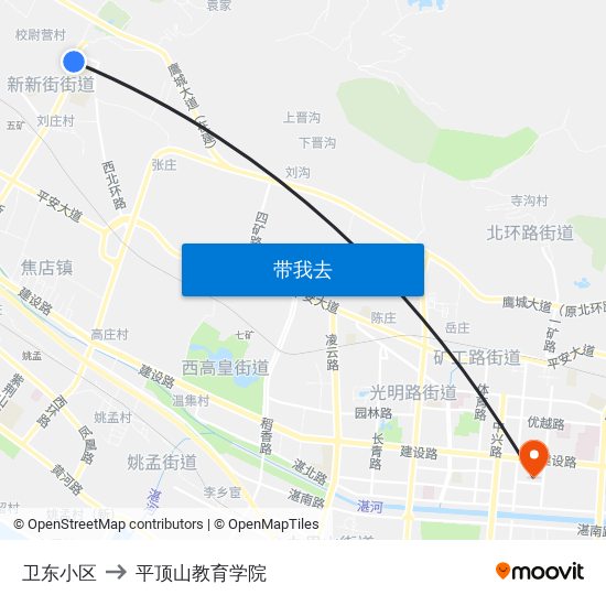 卫东小区 to 平顶山教育学院 map