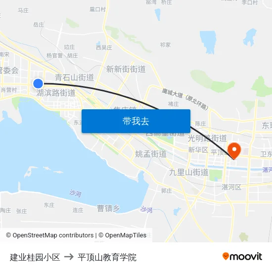 建业桂园小区 to 平顶山教育学院 map