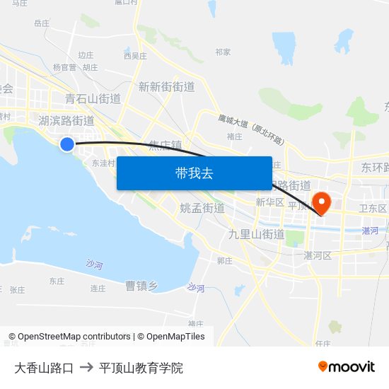 大香山路口 to 平顶山教育学院 map