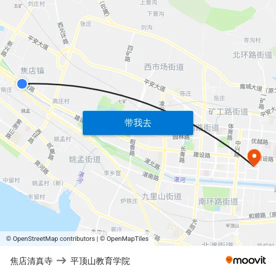 焦店清真寺 to 平顶山教育学院 map