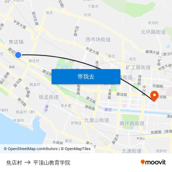 焦店村 to 平顶山教育学院 map