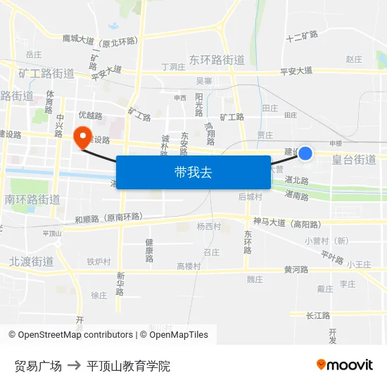 贸易广场 to 平顶山教育学院 map