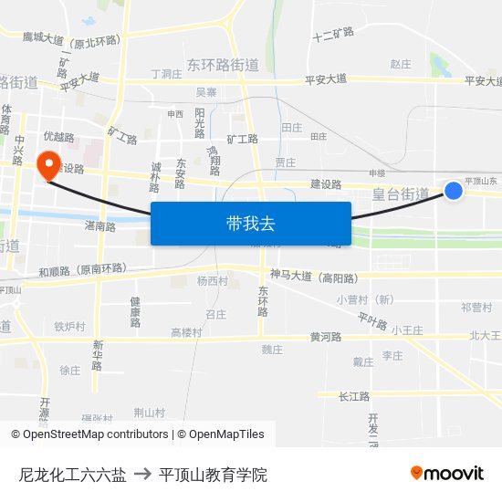 尼龙化工六六盐 to 平顶山教育学院 map