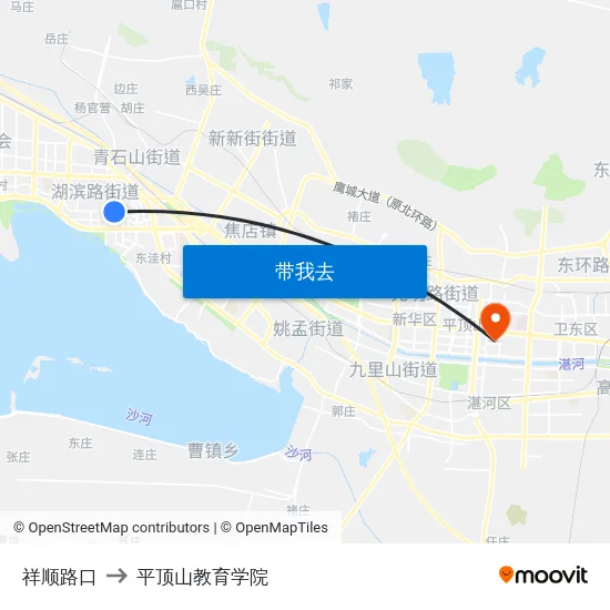 祥顺路口 to 平顶山教育学院 map