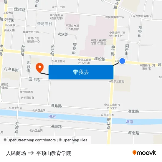 人民商场 to 平顶山教育学院 map