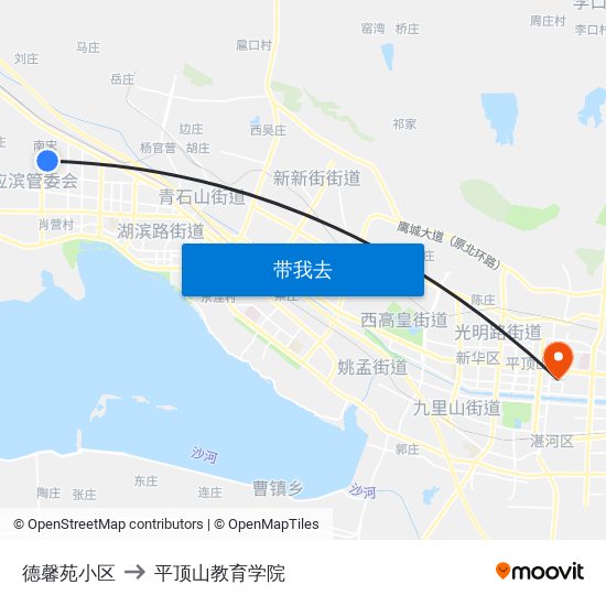 德馨苑小区 to 平顶山教育学院 map