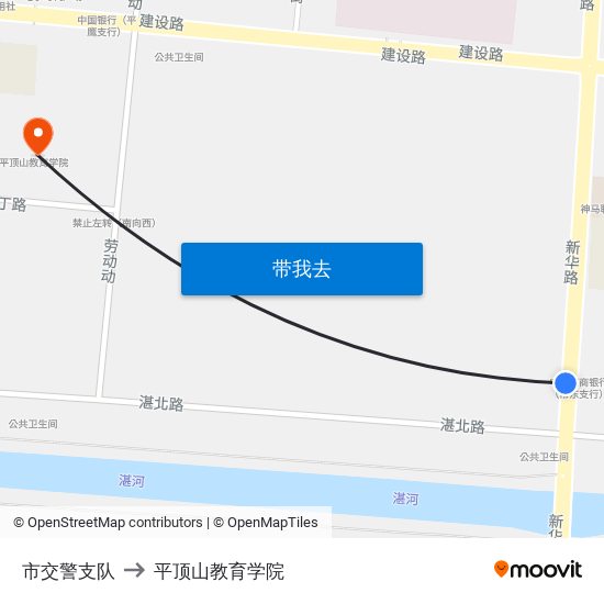 市交警支队 to 平顶山教育学院 map