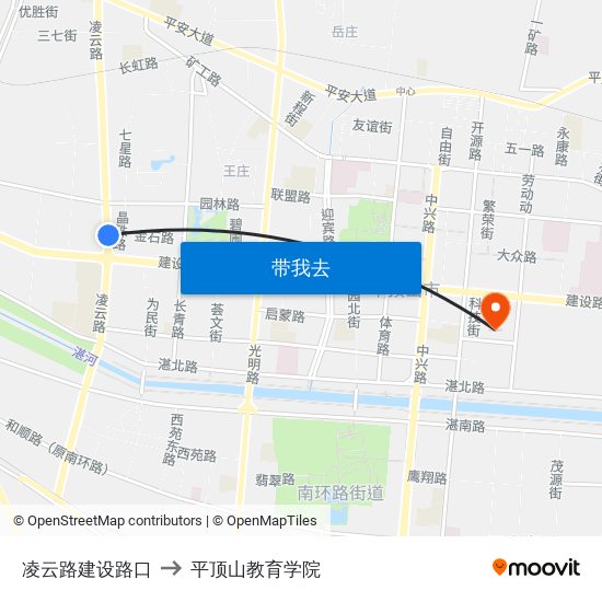 凌云路建设路口 to 平顶山教育学院 map