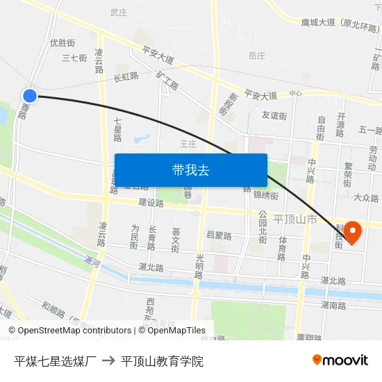 平煤七星选煤厂 to 平顶山教育学院 map