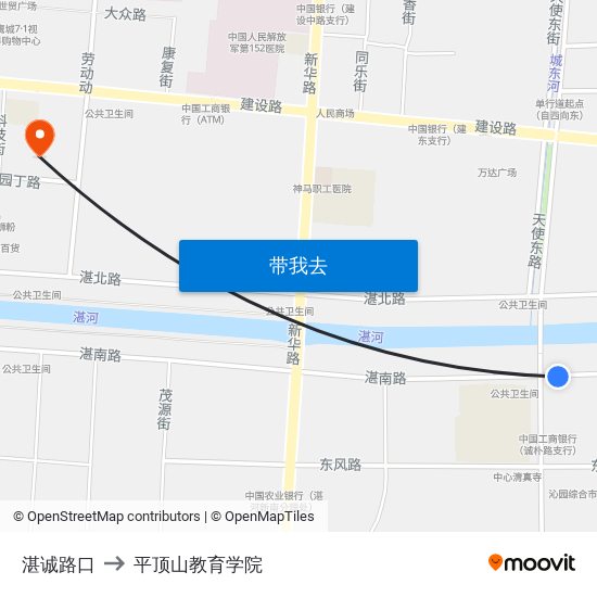 湛诚路口 to 平顶山教育学院 map