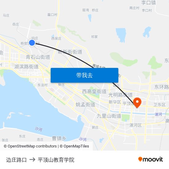 边庄路口 to 平顶山教育学院 map