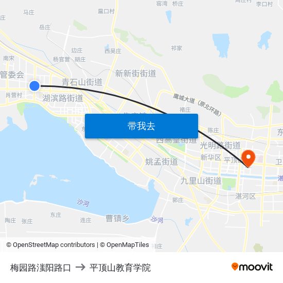 梅园路滍阳路口 to 平顶山教育学院 map