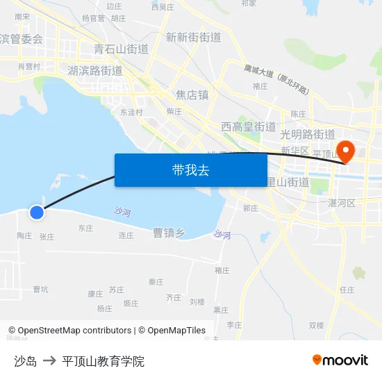 沙岛 to 平顶山教育学院 map