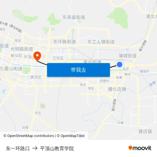 东一环路口 to 平顶山教育学院 map