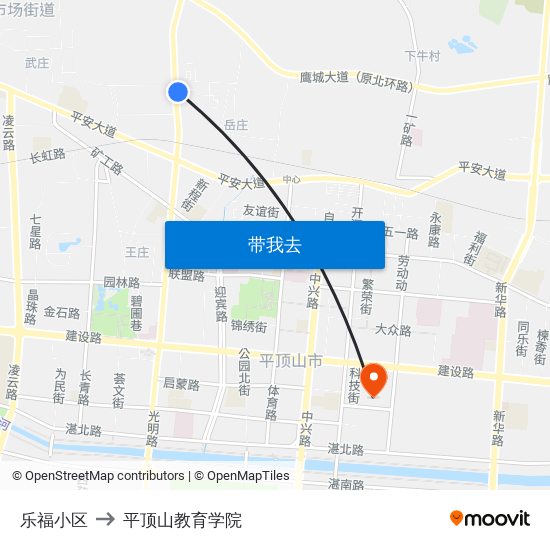 乐福小区 to 平顶山教育学院 map