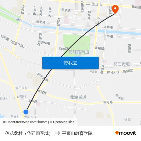 莲花盆村（华廷四季城） to 平顶山教育学院 map