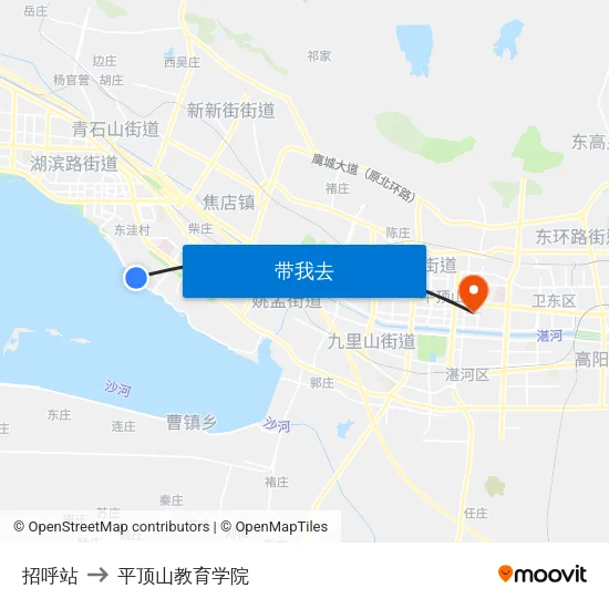 招呼站 to 平顶山教育学院 map