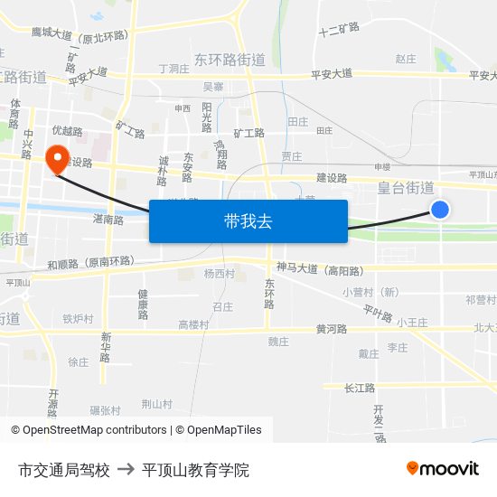 市交通局驾校 to 平顶山教育学院 map