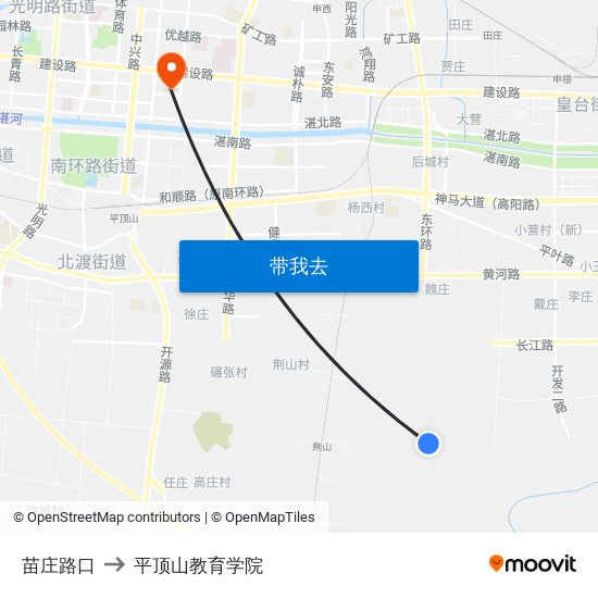 苗庄路口 to 平顶山教育学院 map