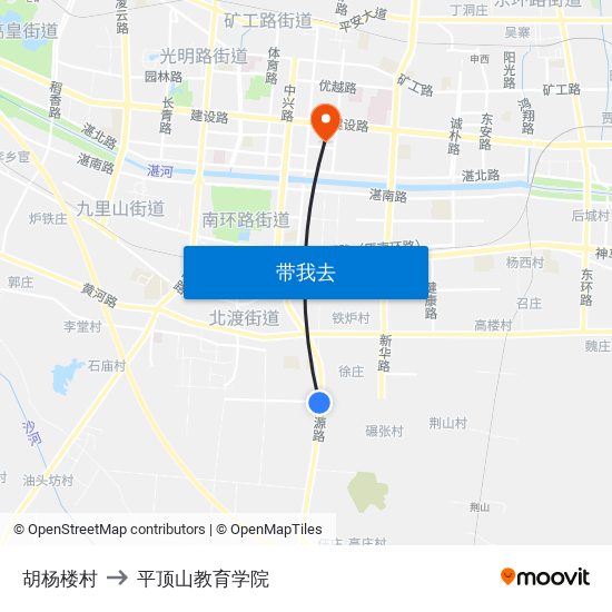 胡杨楼村 to 平顶山教育学院 map