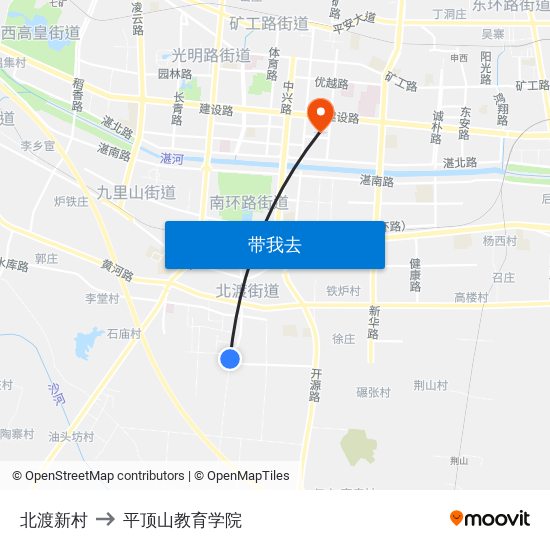 北渡新村 to 平顶山教育学院 map