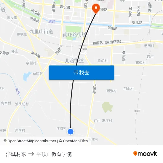汴城村东 to 平顶山教育学院 map