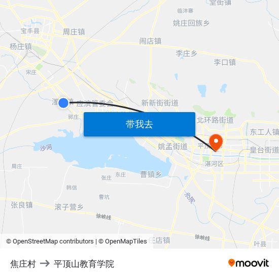 焦庄村 to 平顶山教育学院 map
