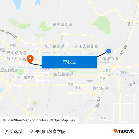 八矿选煤厂 to 平顶山教育学院 map
